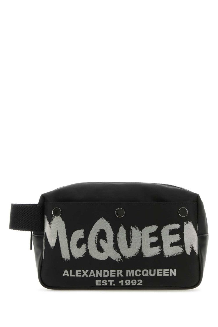 Alexander Mcqueen Black Fabric Mcqueen Graffiti Beauty Case