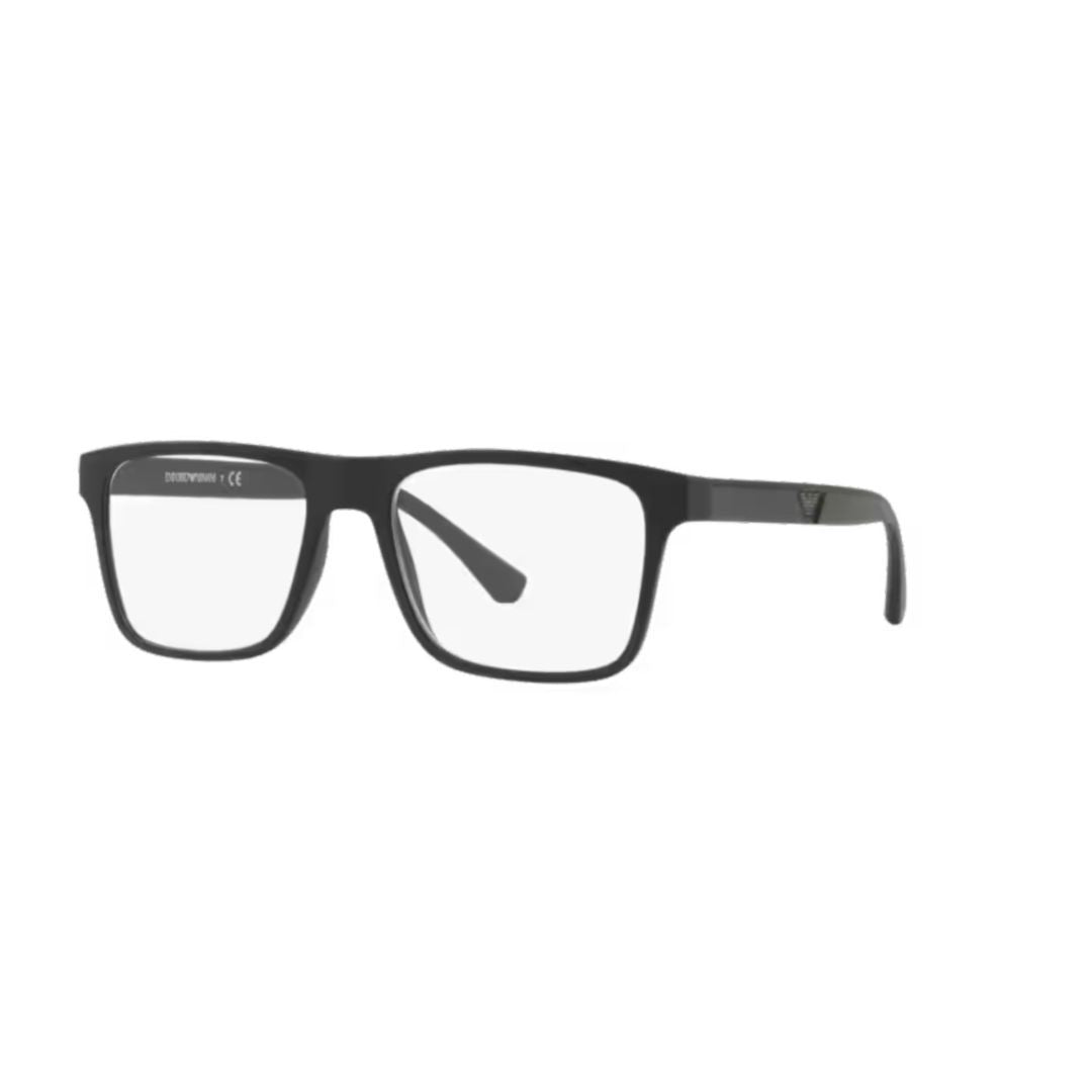 Emporio Armani 0Ea4115 Rectangular Matte Black Eyeglasses With Logo Detail