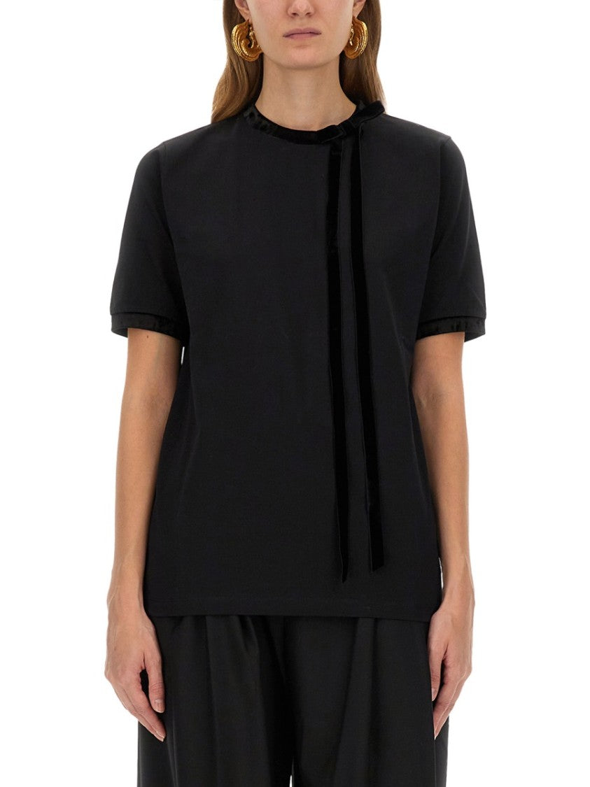 Nina Ricci Short-Sleeved T-Shirt With Decorative Ribbon Bow Detail
