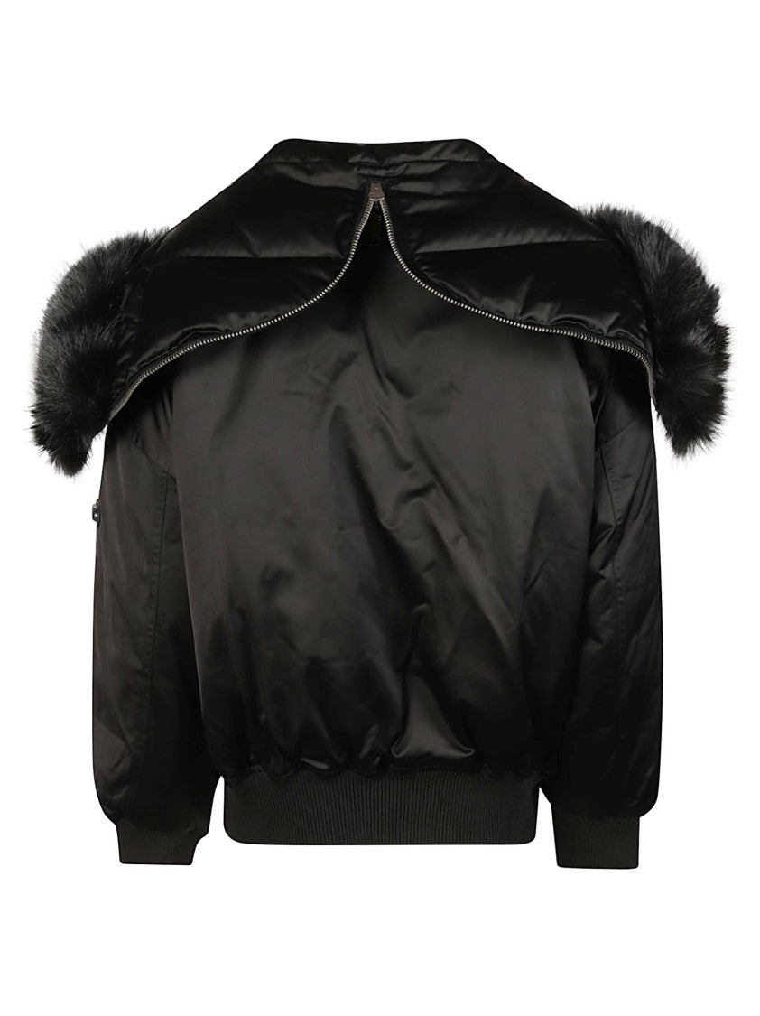 Michael Kors Hooded Down Detachable Fur Trim Bomber Jacket