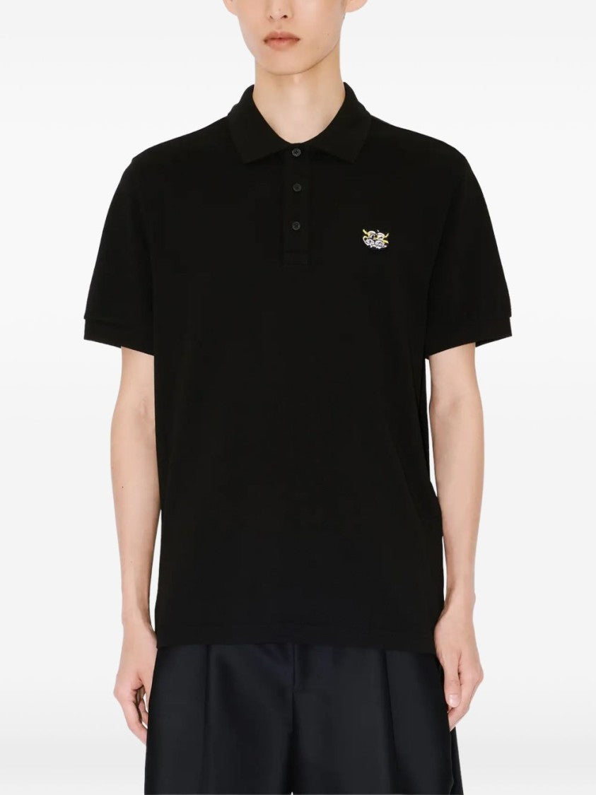 Kenzo Classic Black Polo Shirt With Structured Collar And Embroidered Logo