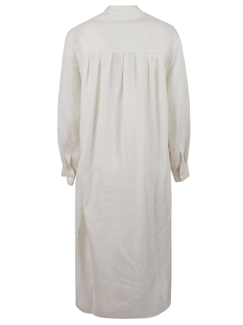 Fabiana Filippi White Button-Down Dress With Mandarin Collar