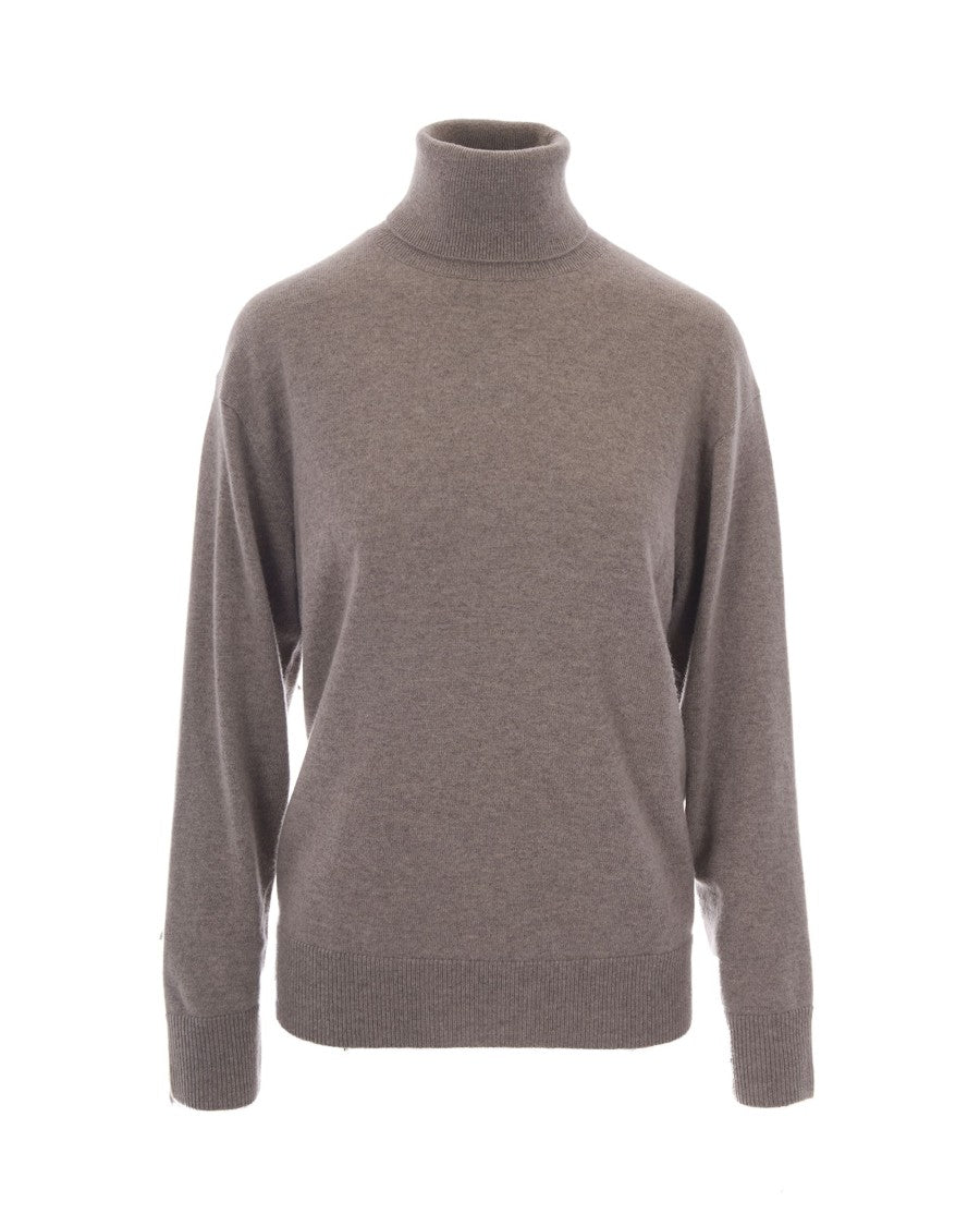 P.A.R.O.S.H. Taupe Fringe Cashmere Turtleneck