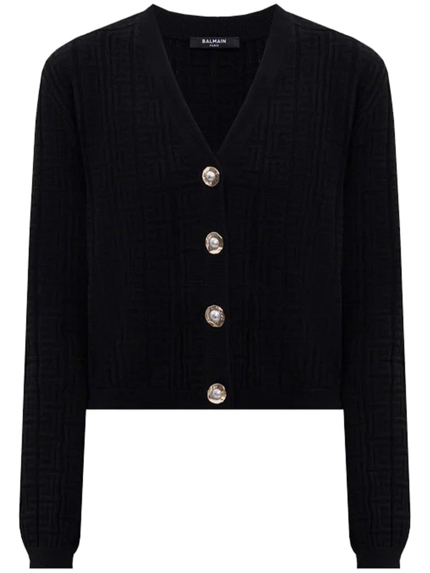 Balmain Black Classic Short Cotton Cardigan