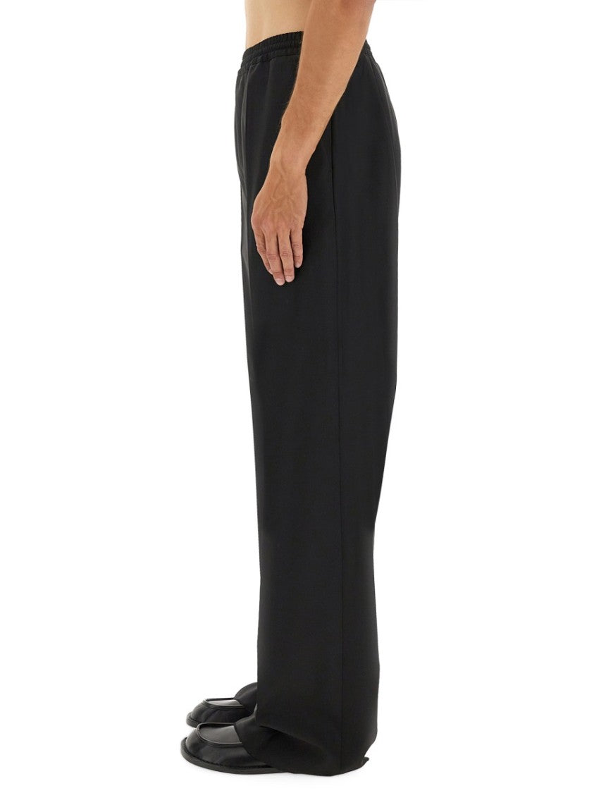 Moschino Relaxed Fit Wide Leg Wool Pants