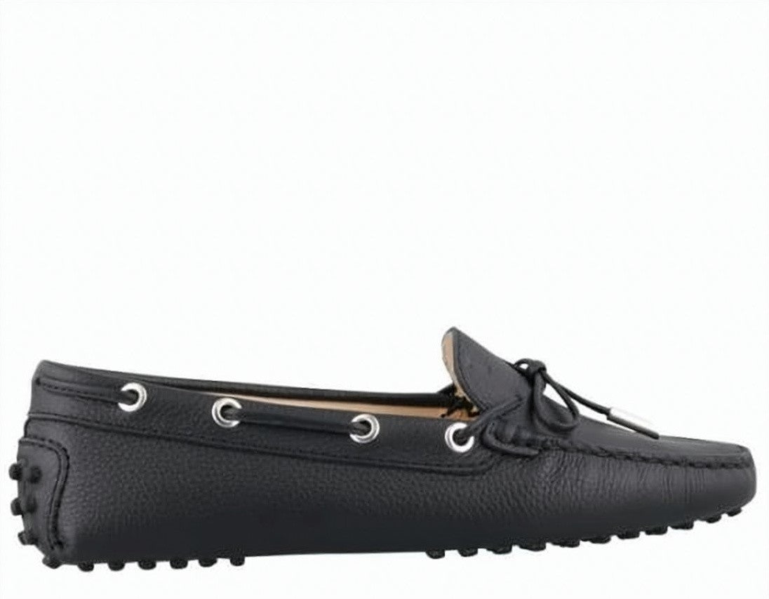 Tod's Textured Leather Loafers With Decorative Bow