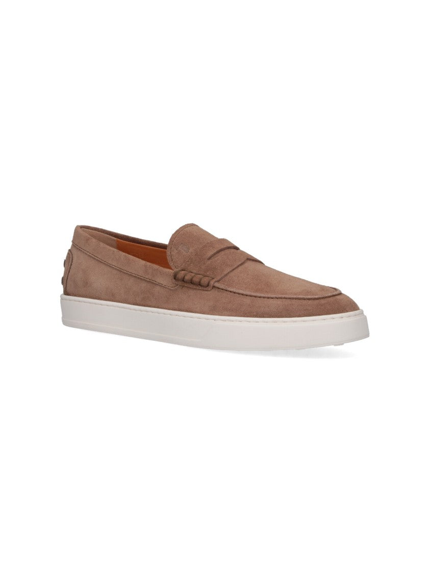 Tod's Suede Slip-On Moccasins With Rounded Toe