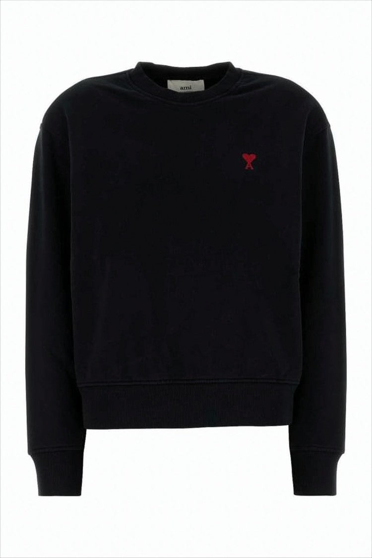Ami Cropped Long-Sleeve Sweatshirt With Embroidered Logo
