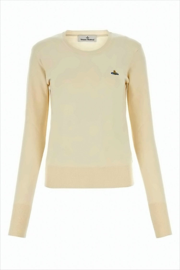 Vivienne Westwood Cropped Cream Knit Sweater With Ribbed Details