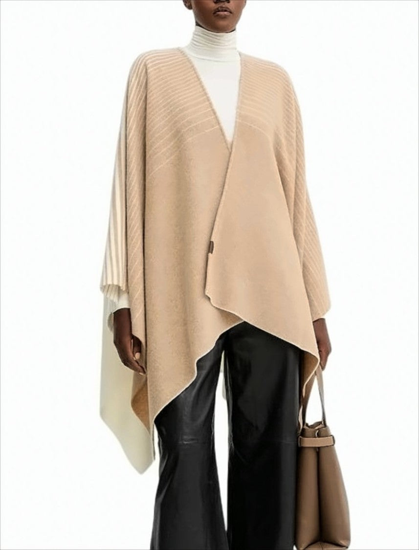 Max Mara Wide-Cut Knitted Poncho With Gradient Finish