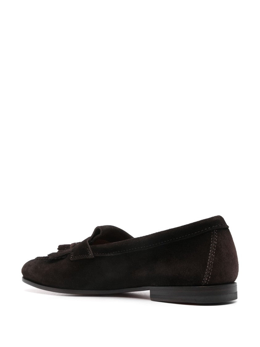 Santoni Refined Brown Leather Loafers