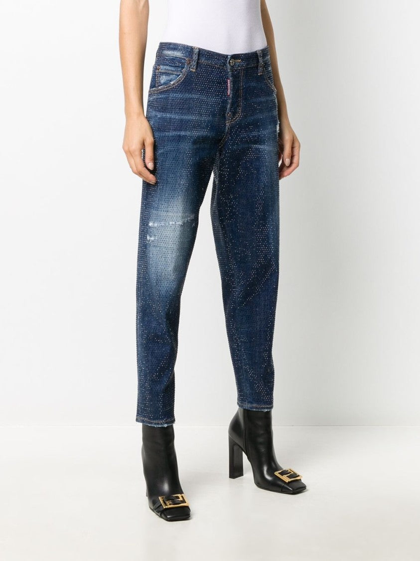 Dsquared2 Studded Cropped Skinny-Fit Jeans