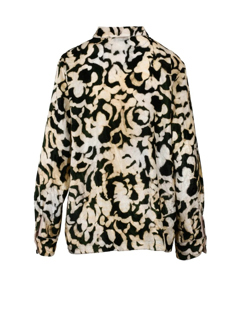 Forte Forte Beige/Green Velvet Shirt Viscose Polyester
