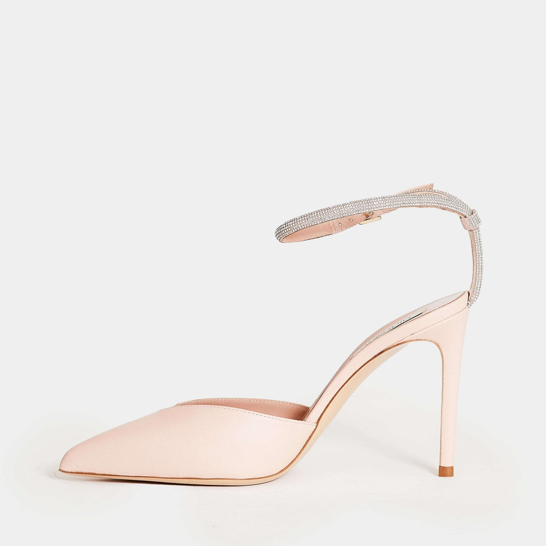 Ninalilou Pink Leather Slingback With Rhinestone Strap T 90Mm Heel