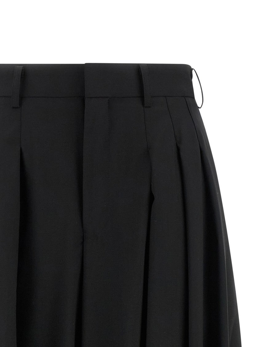 Comme Des Garçons Extra Wide Leg Black Zuava Pants With Gathered Hem