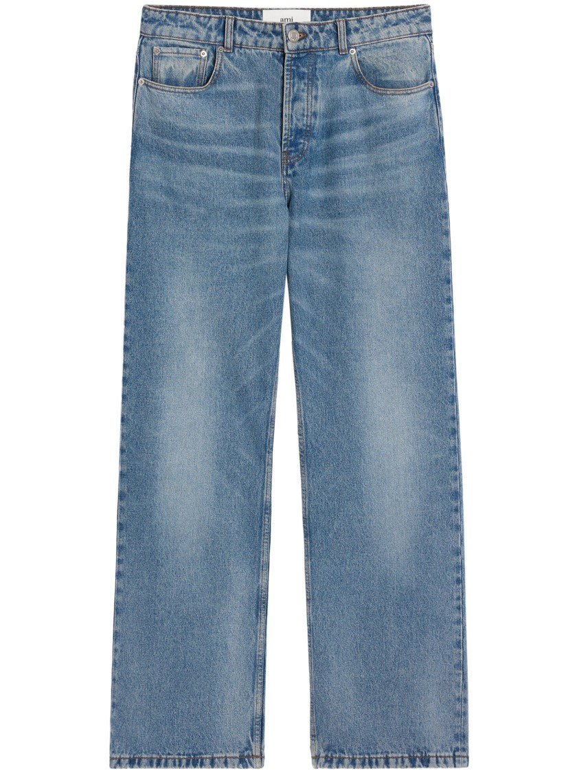 Ami Large Fit Denim Jeans With Classic Structure