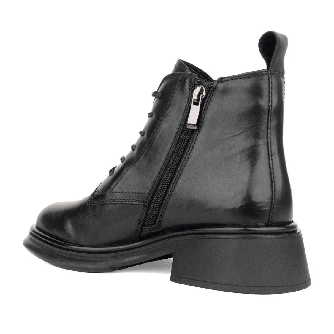 Linda Baumann Black Smooth Leather Lace-Up Ankle Boots