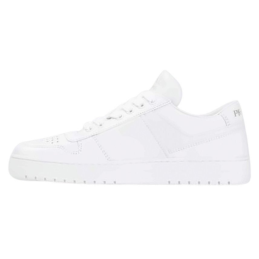 Prada Low-Top White Leather Sneakers With Perforated Detailing