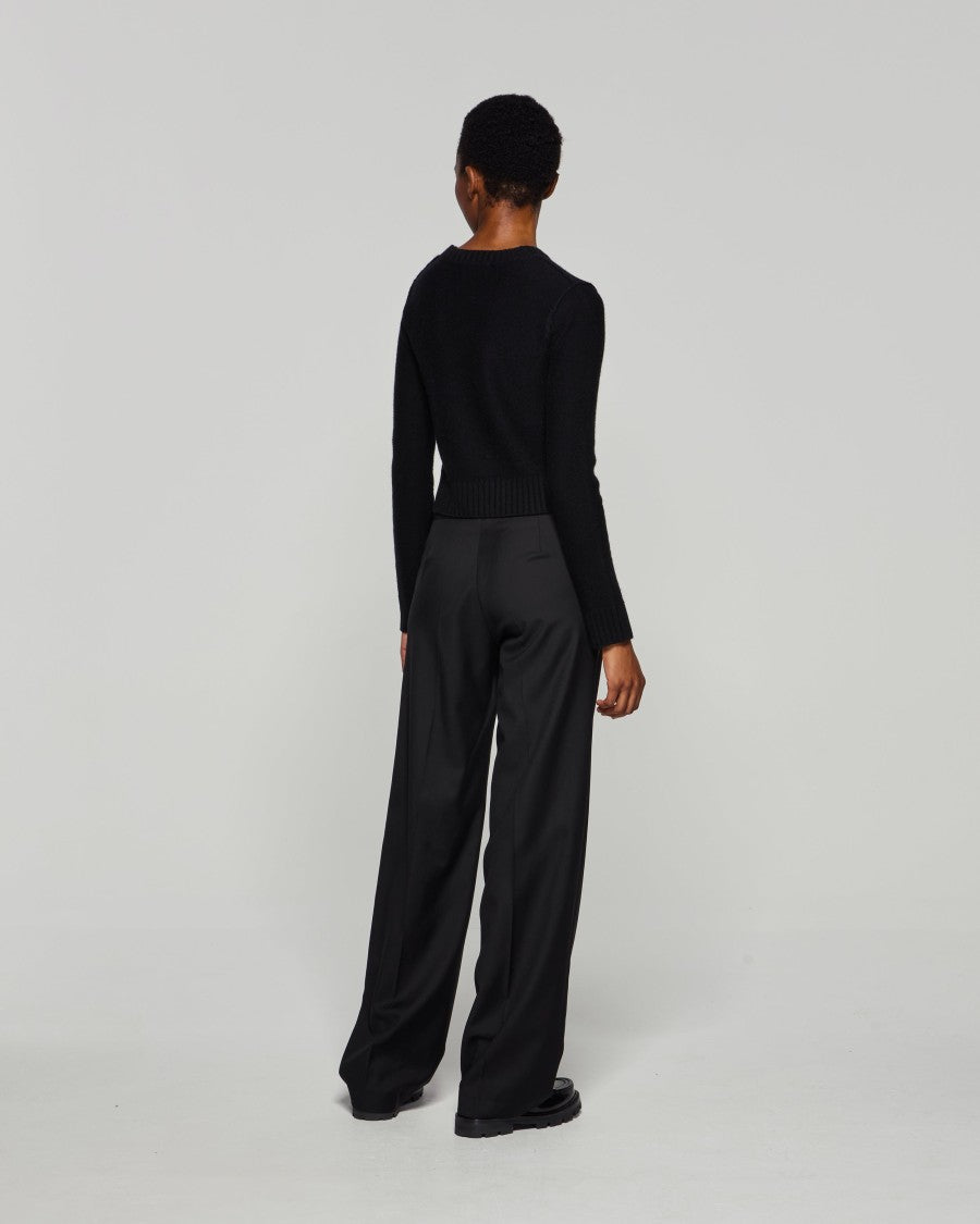 Serena Bute Wool Tapered Trouser - Black