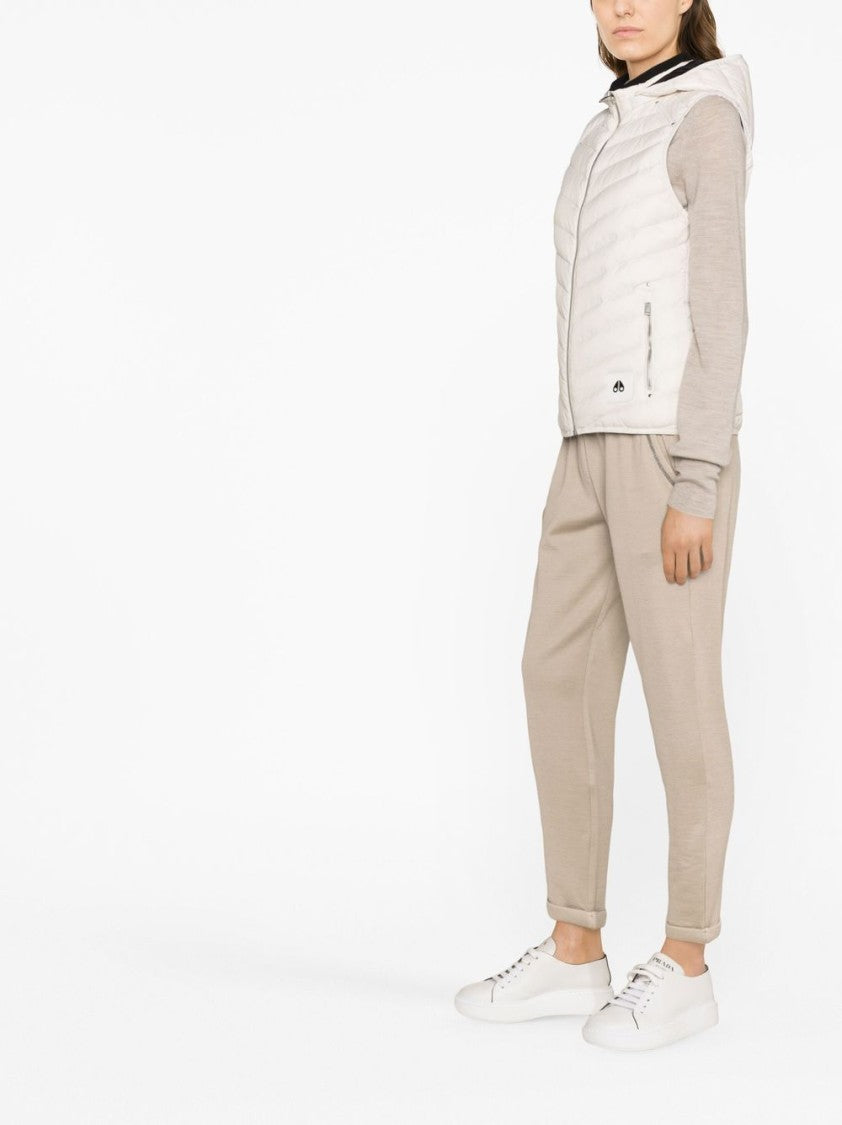 Brunello Cucinelli Beige Subtle Glitter Cotton-Silk Cropped Pants