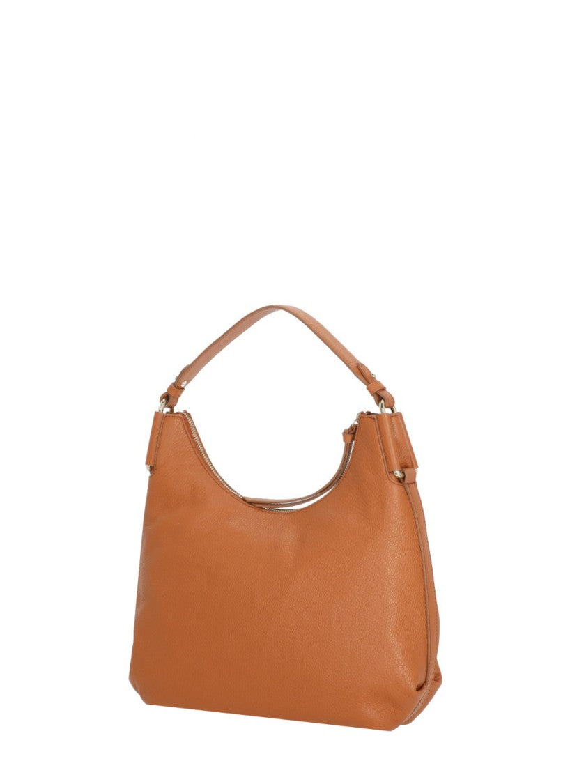 Coccinelle Medium-Sized Pebbled Leather Shoulder Bag With Removable Strap