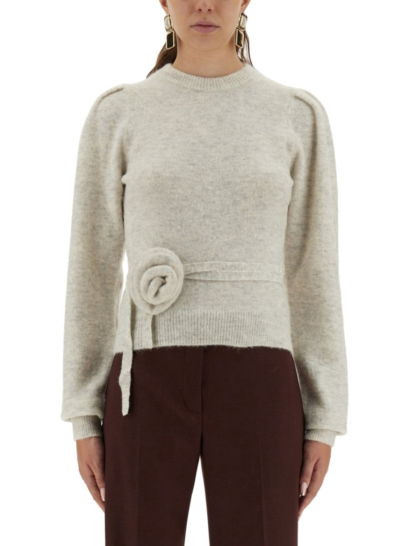 Rotate Birger Christensen Knit Sweater With Flower Detail