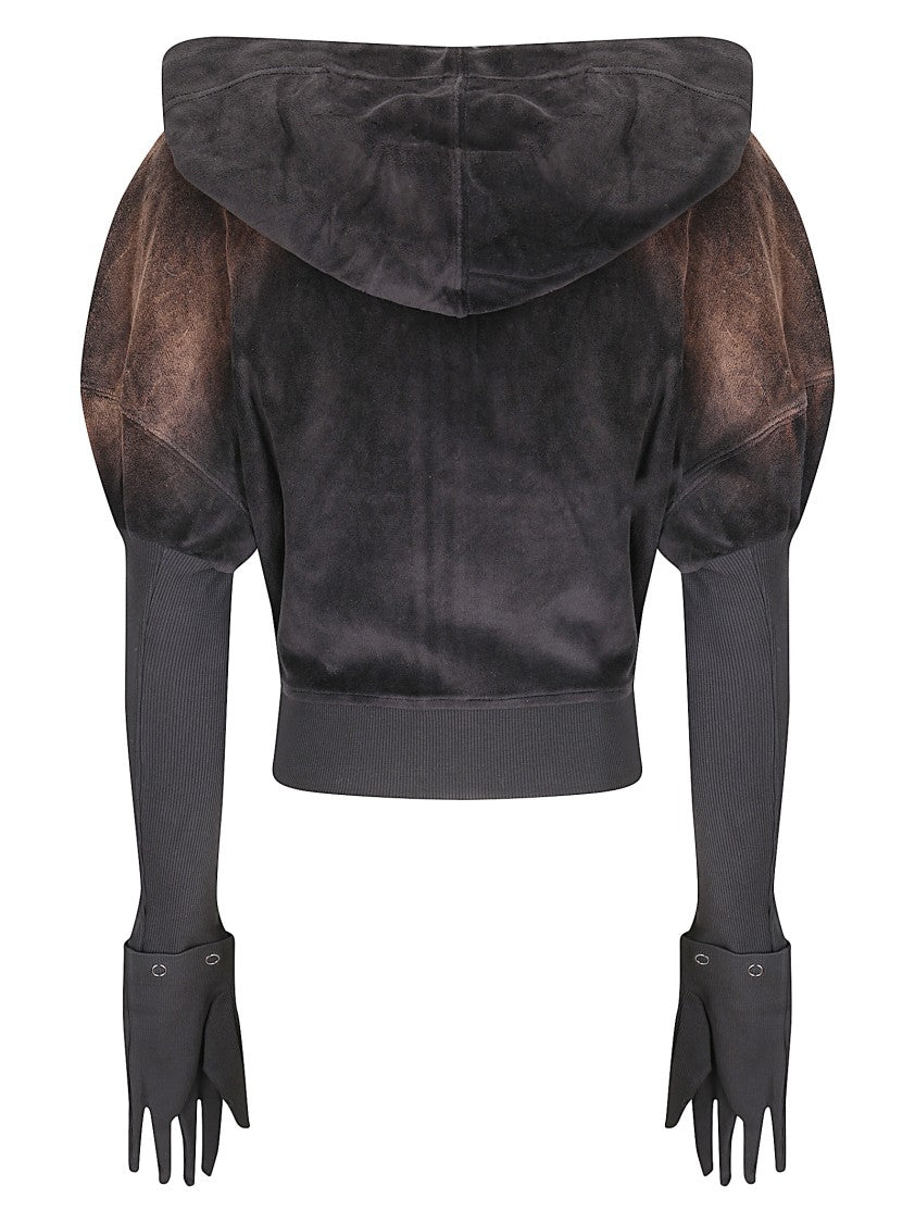 Knwls Velour Hoodie With Artistic Bleach Spray Effect