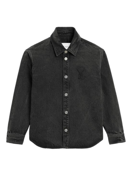 Ami Paris Tone-On-Tone Heart Logo Cotton Overshirt