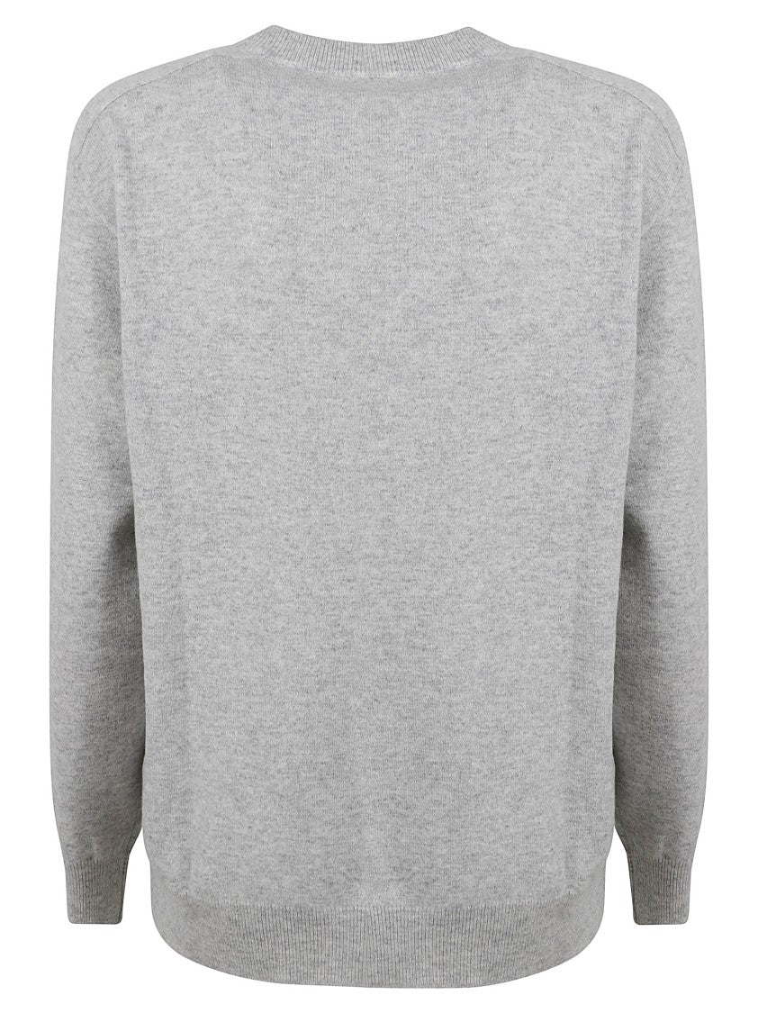 Brunello Cucinelli Gray Cashmere Sweater With Classic Crew Neckline
