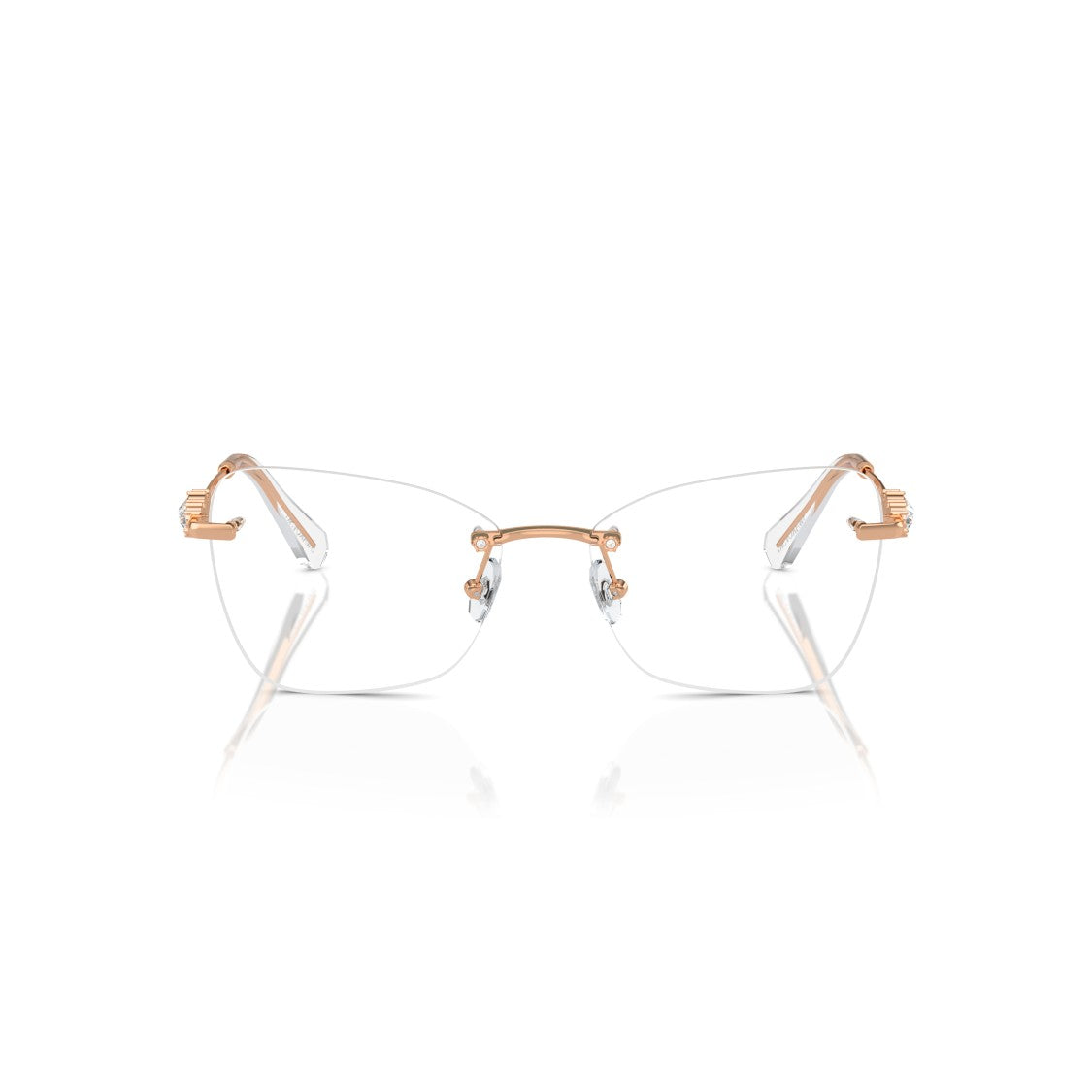 Swarovski Rimless Eyeglasses With Gold-Toned Metal Temples And Crystal Embellishments