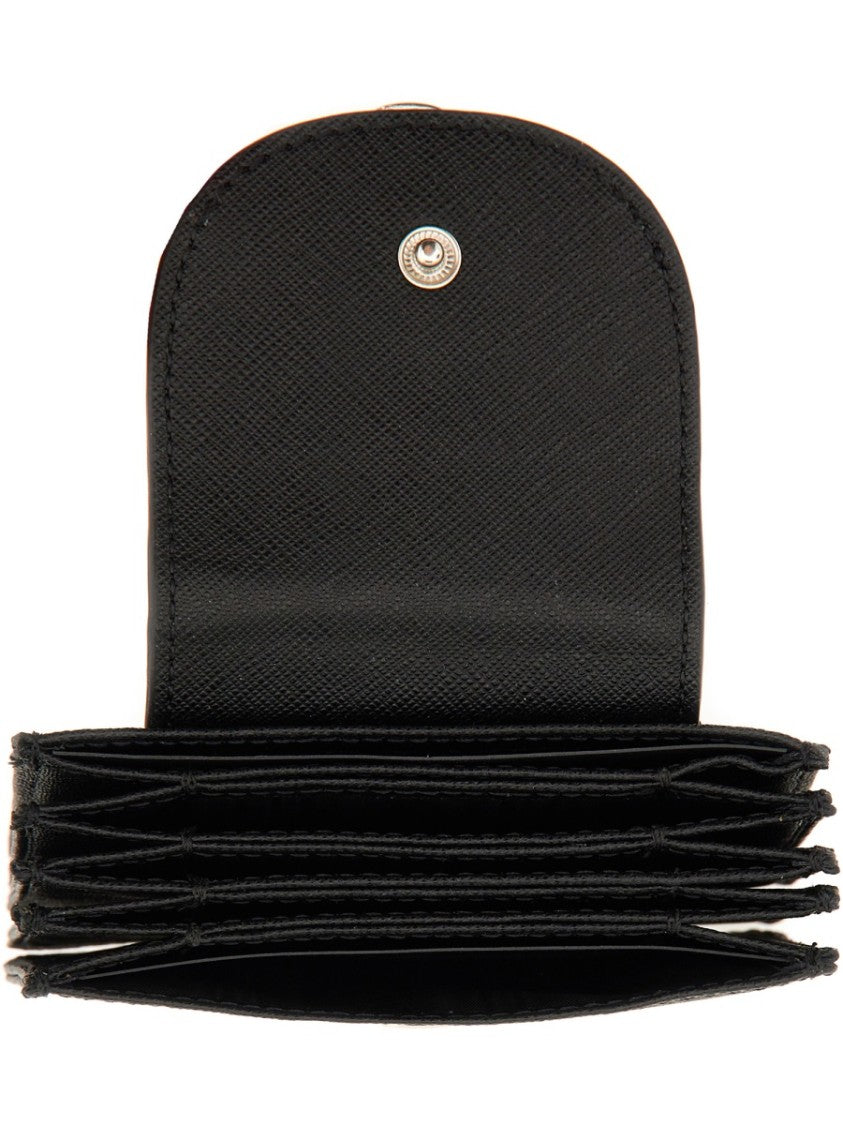 Vivienne Westwood Textured Leather Cardholder With Flap Closure And Metallic Emblem