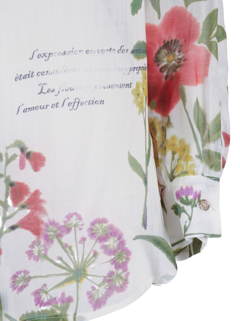 Shirt A Porter Floral Print Semi Sheer Blouse