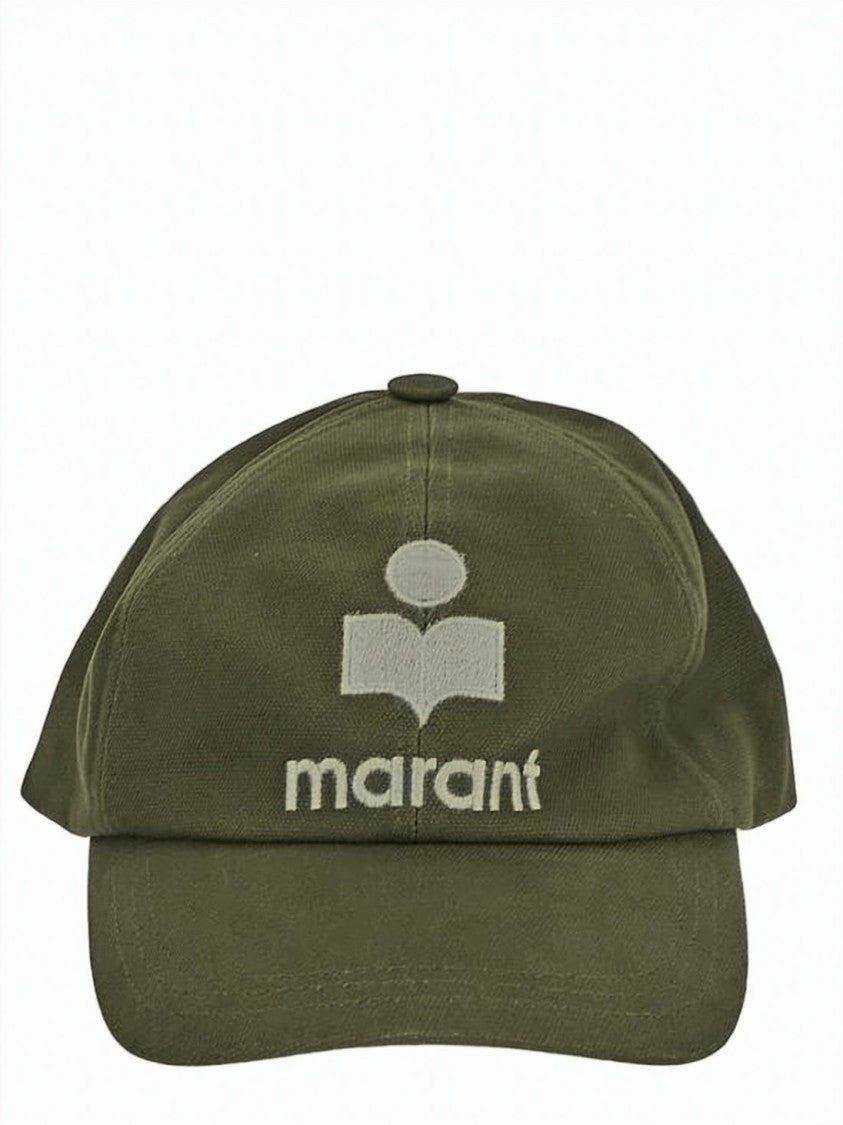 Isabel Marant Olive Green Structured Cotton Baseball Cap