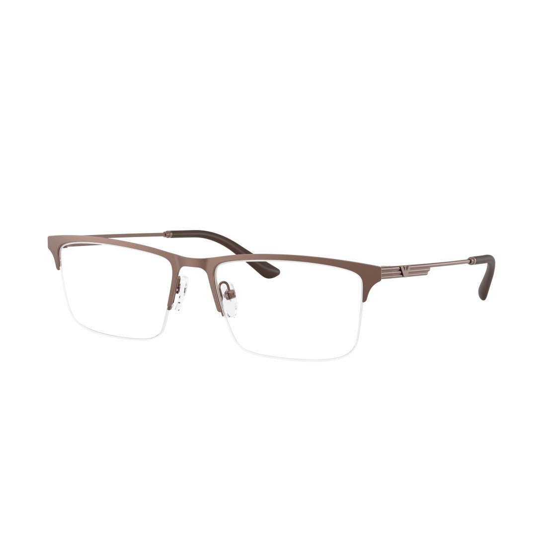 Emporio Armani 0Ea1177 Semi-Rimless Rectangular Eyeglasses With Matte Brown Frame