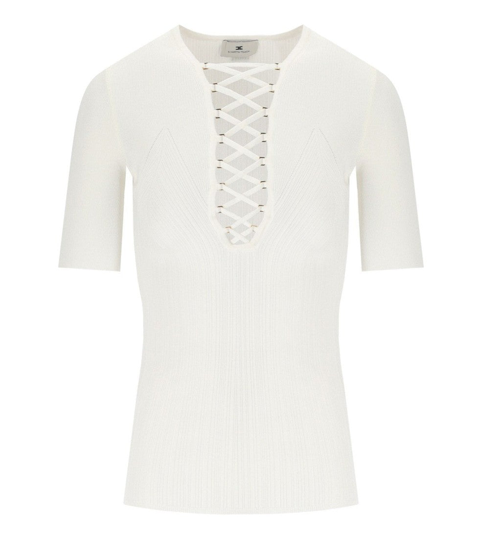 Elisabetta Franchi Ivory Knitted Top