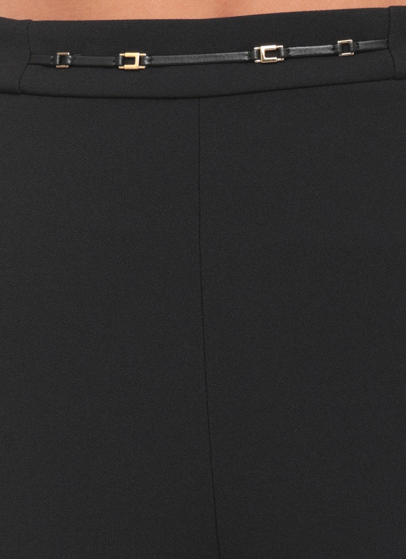 Elisabetta Franchi Cropped Black Trousers With Straight-Leg Silhouette And Decorative Detail