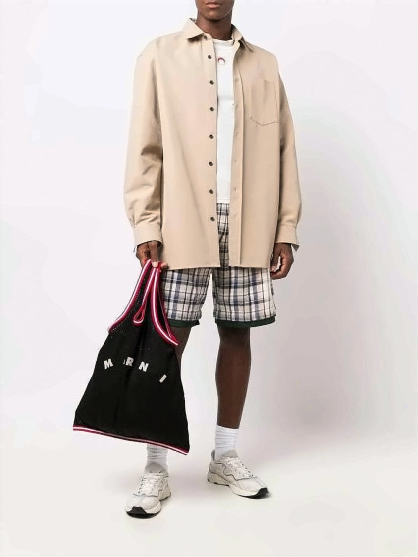 Marni Sporty Black Mesh Tank Top With Striped Trim