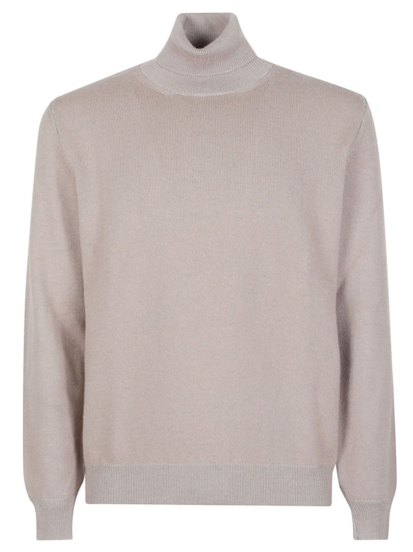 Lardini Finely Knit Ribbed Virgin Wool-Cashmere Turtleneck
