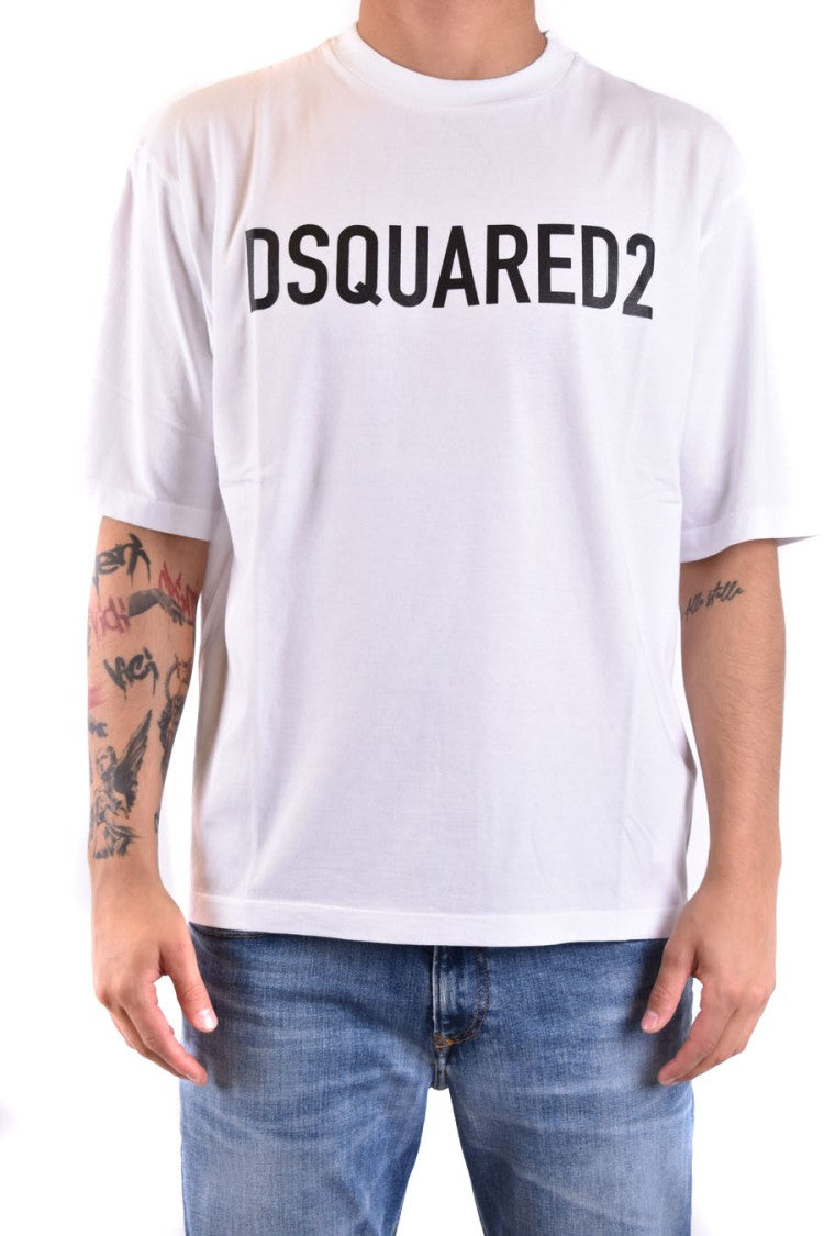 Dsquared2 White Cotton Wordmark T-Shirt