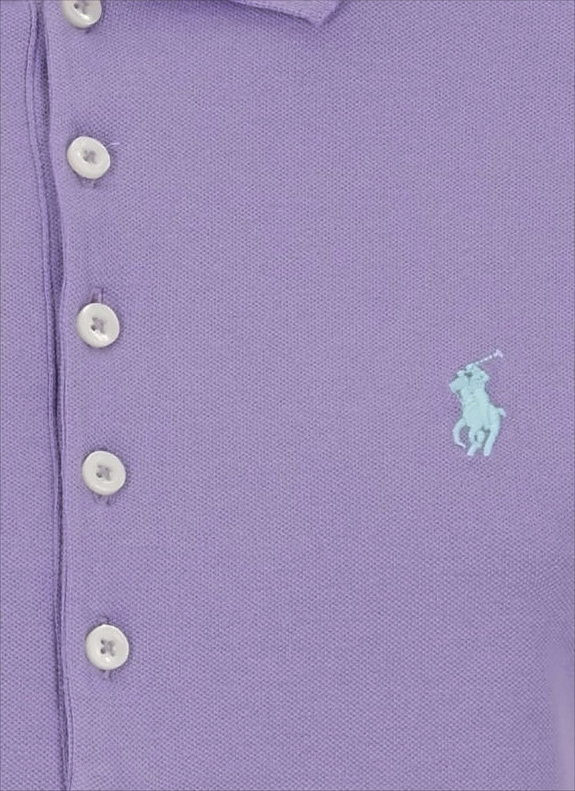Polo Ralph Lauren Textured Knit Purple Polo Shirt With Classic Collar