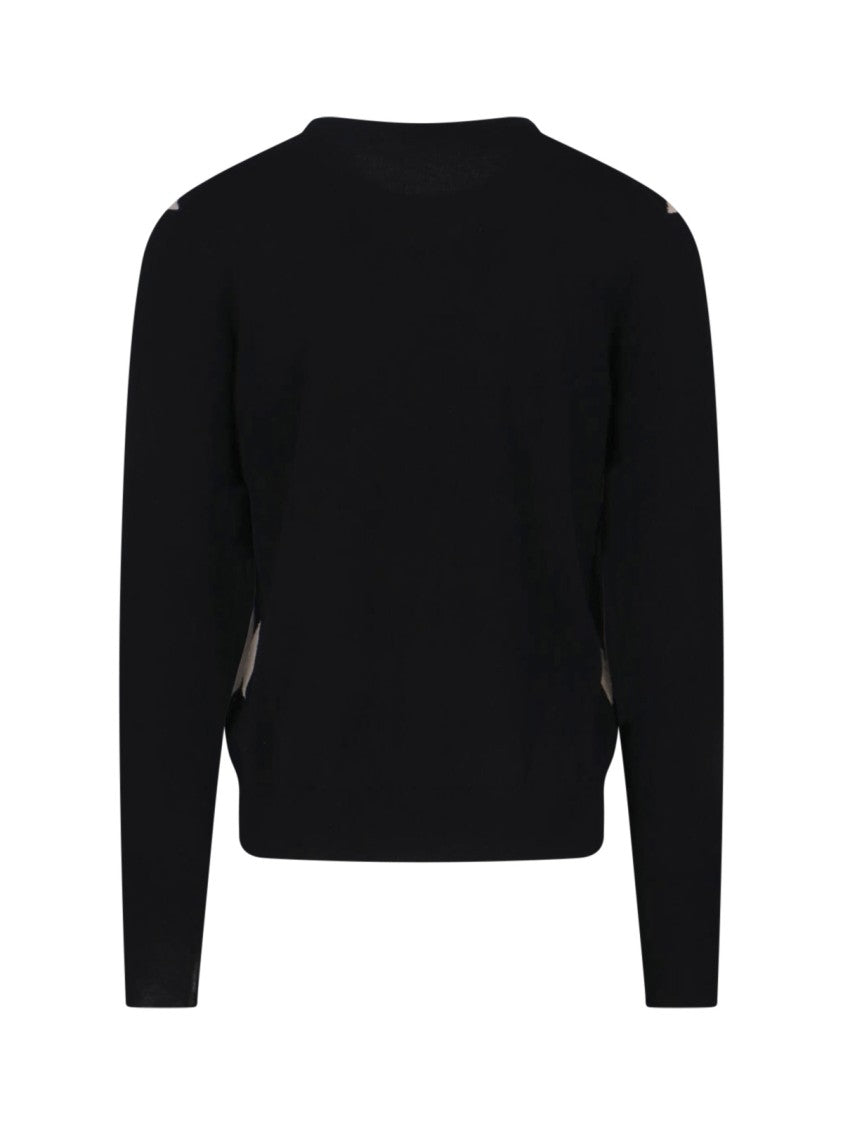 Ballantyne Cashmere Sweater, Black, Crew Neck, Long Sleeves