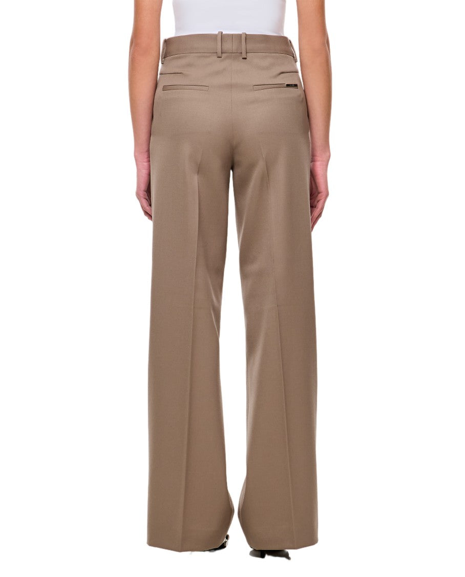 The Attico Tailored Wide-Leg Gabardine Trousers With Metal Detail