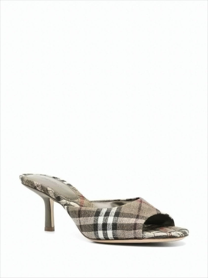 Burberry Open-Toe Pumps With Classic Plaid Pattern