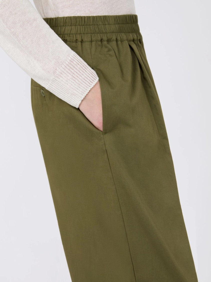 Max Mara Pleated Wide-Leg Cropped Pants With Comfortable Elastic Waistband