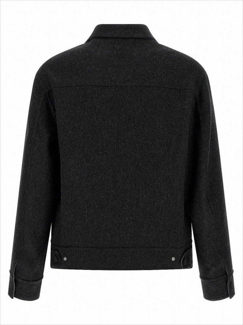 Ami Paris Charcoal Wool Jacket With Structured Silhouette