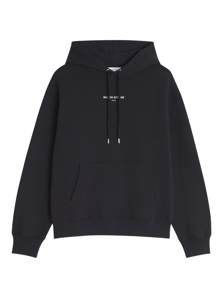 Maison Kitsuné Black Kangaroo Pocket Cotton Hoodie