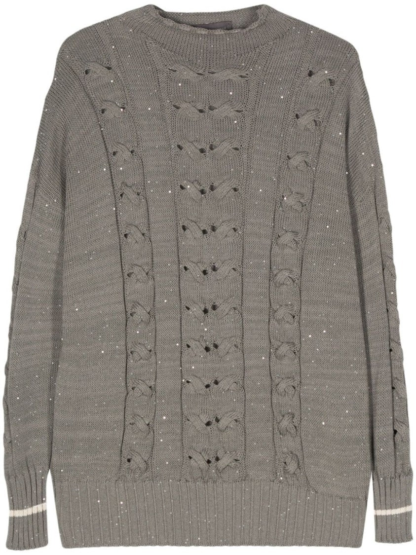 Lorena Antoniazzi Sequin-Embellished Cable-Knit Jumper