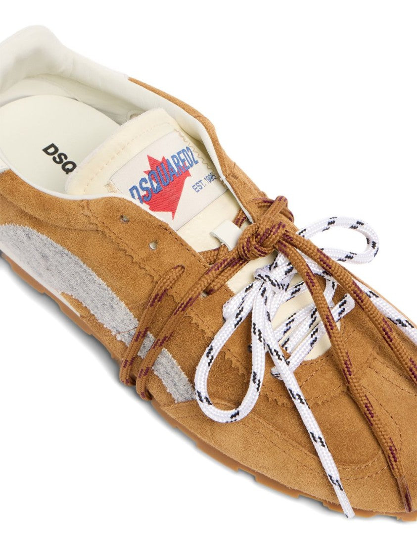 Dsquared2 Brown Appliqué Maple Leaf Lace-Up Sneakers