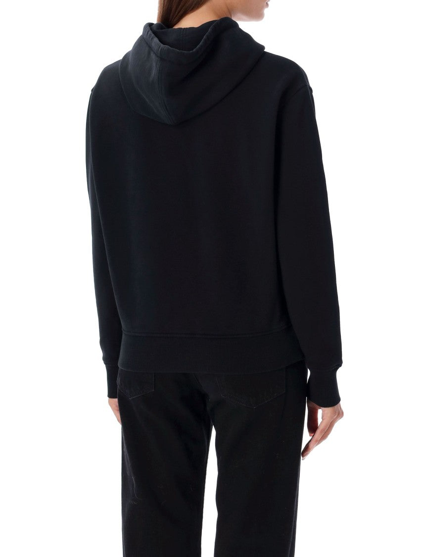 Ami Paris Black Relaxed Fit Hoodie With Embroidered Logo