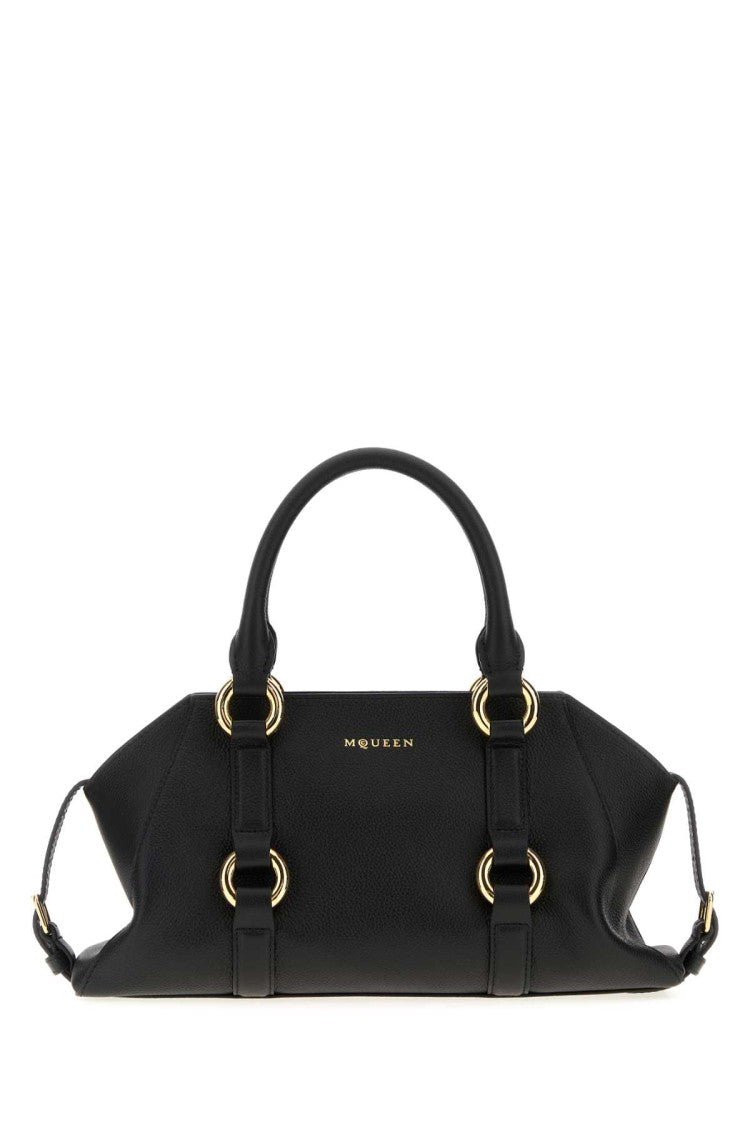 Alexander Mcqueen Black Leather Small Farringdon Handbag